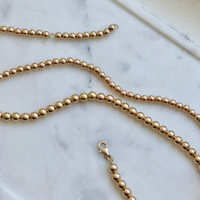 14K Gold 5mm Gold Bead Ball Necklace Baby Gold