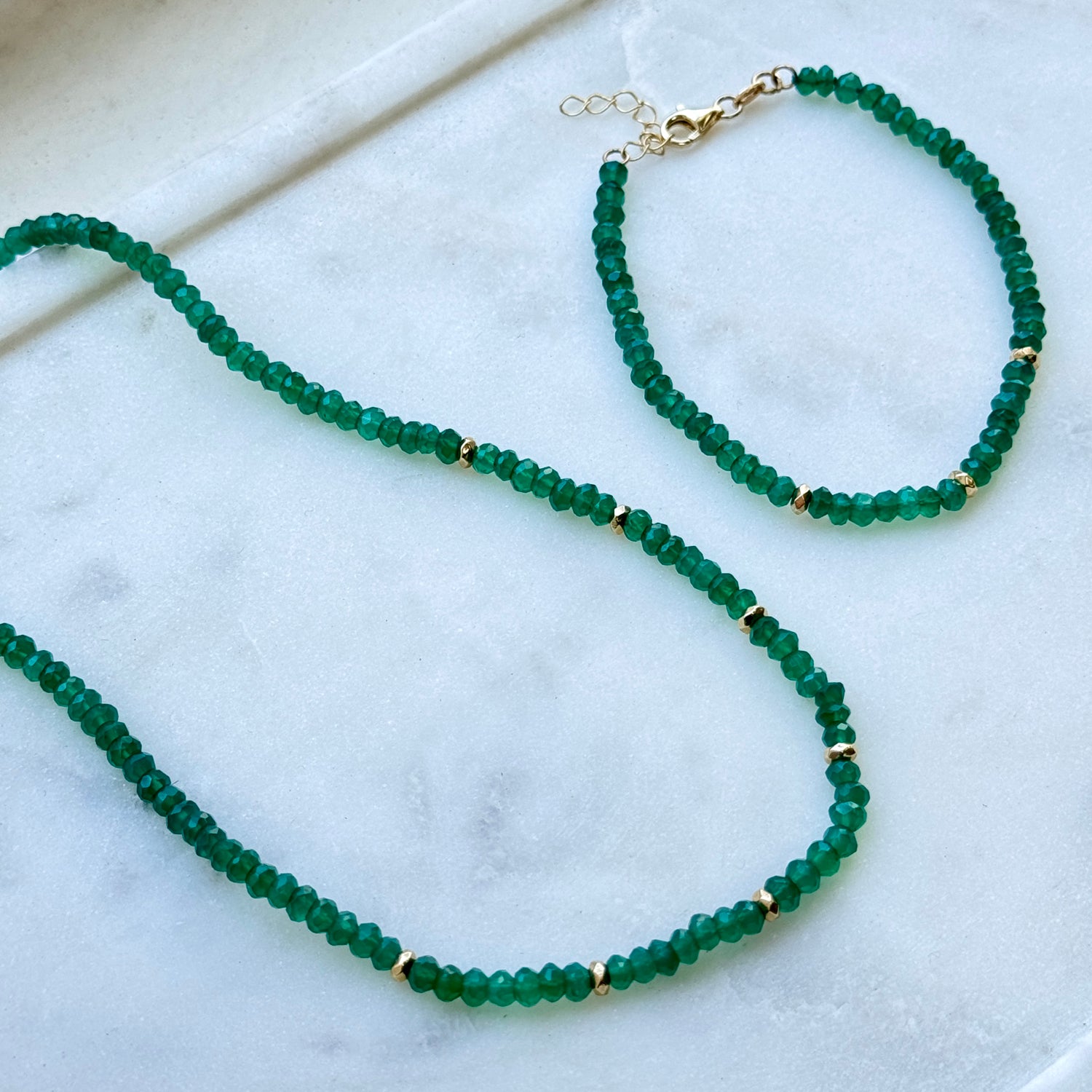 14K Gold Green Onyx Bead Necklace Baby Gold 14k-gold-green-onyx-bead-necklace-baby-gold