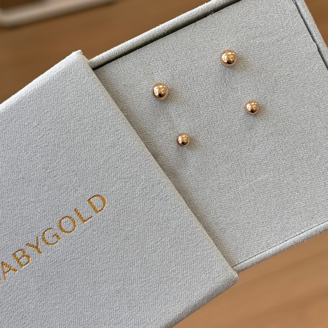 14K Gold Orb Ball Studs – Baby Gold