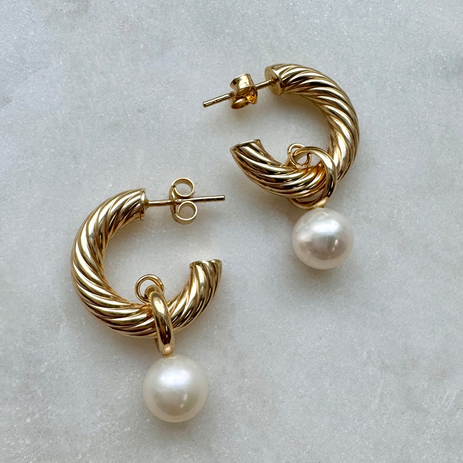 Pearl Drop Charmed Twist Hoops - Image 3