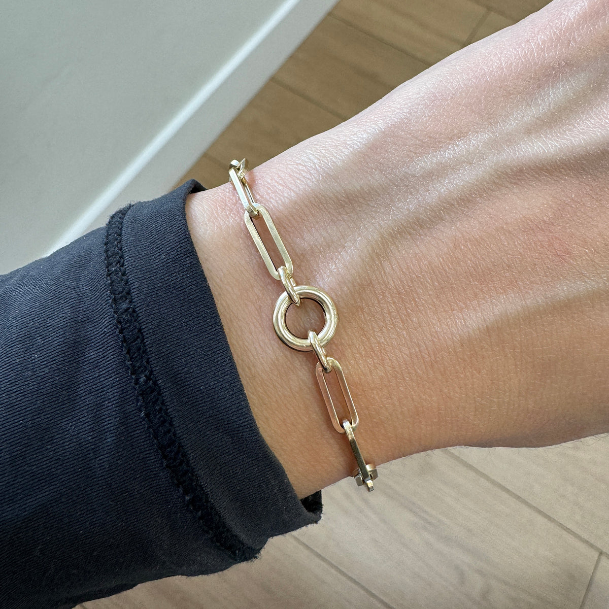 Charm Loop 14K Gold Paperclip Loop Charm Bracelet – Baby Gold