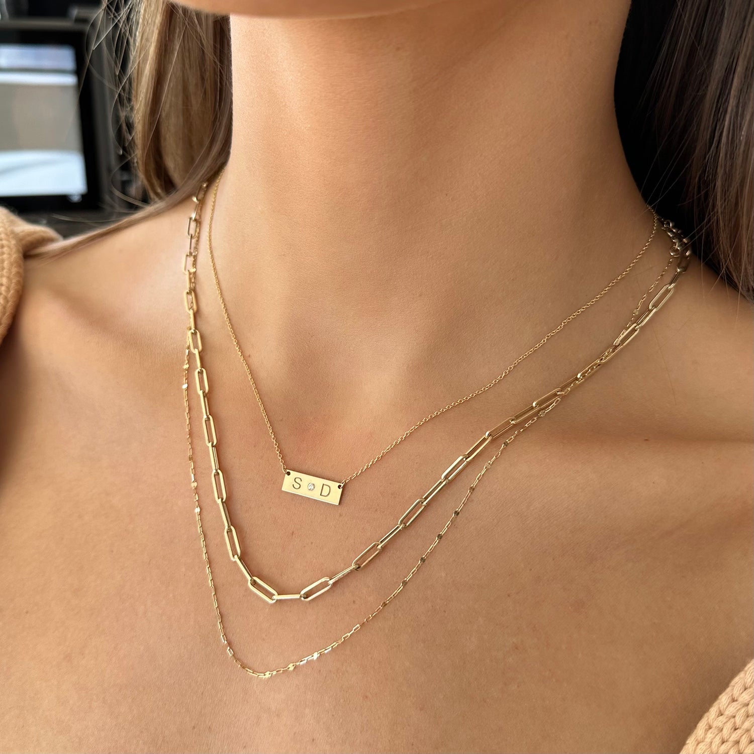 14K Gold Cable Chain Necklace 14K White Gold / 16 - 18 Adjustable by Baby Gold - Shop Custom Gold Jewelry