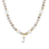 Diamond Letter Aqua & Labradorite Necklace