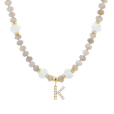 Diamond Letter Aqua & Labradorite Necklace