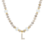 Diamond Letter Aqua & Labradorite Necklace