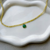 Lemon Jade Gemstone Drop Necklace