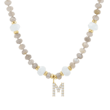 Diamond Letter Aqua & Labradorite Necklace