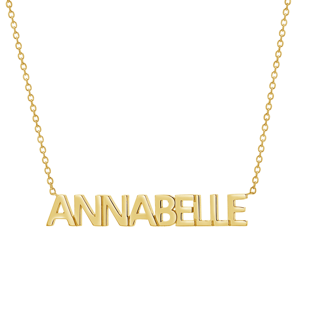 14K Gold Block Letter Name Necklace Baby Gold