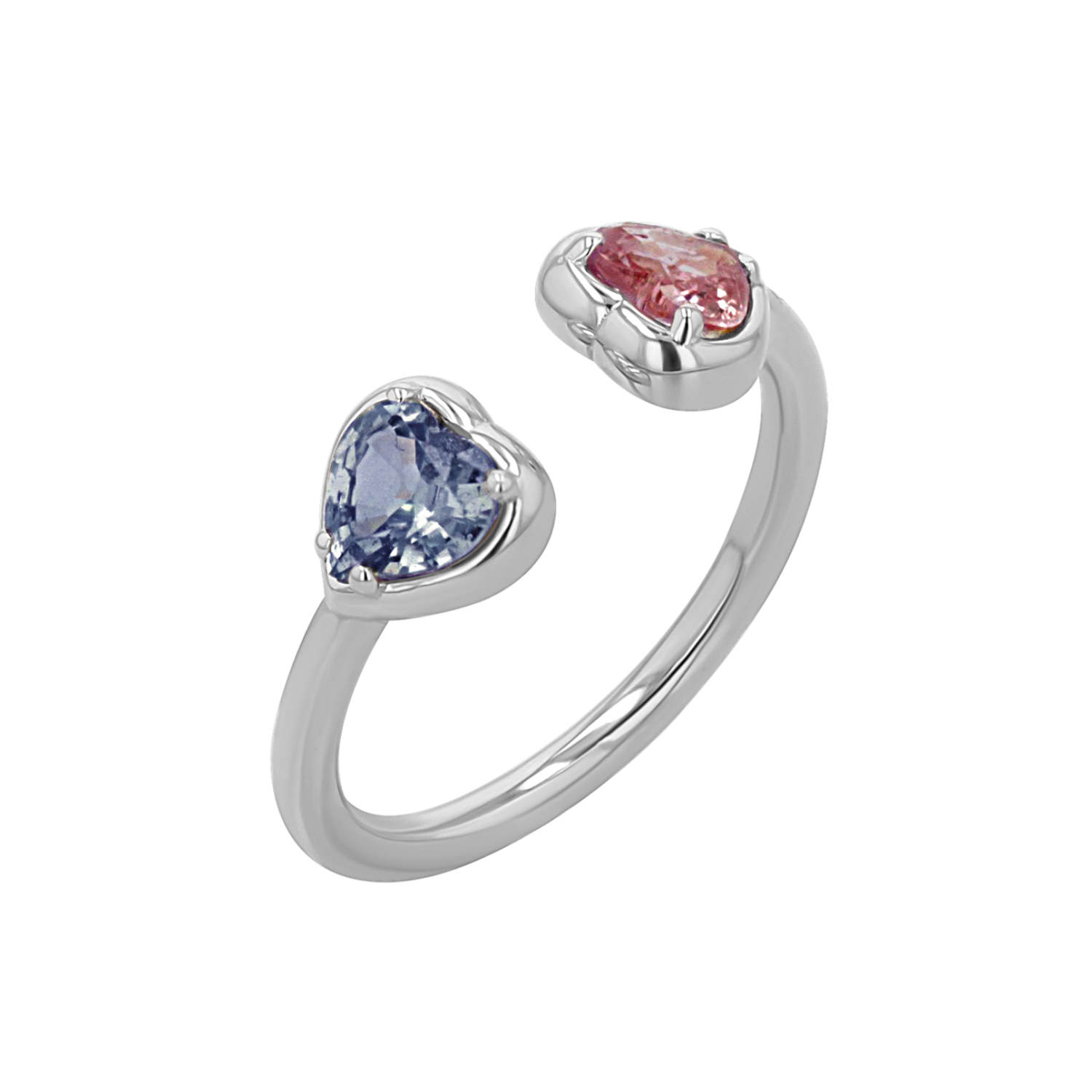 14K Gold Sapphire Heart Duo Wrap Ring Baby Gold