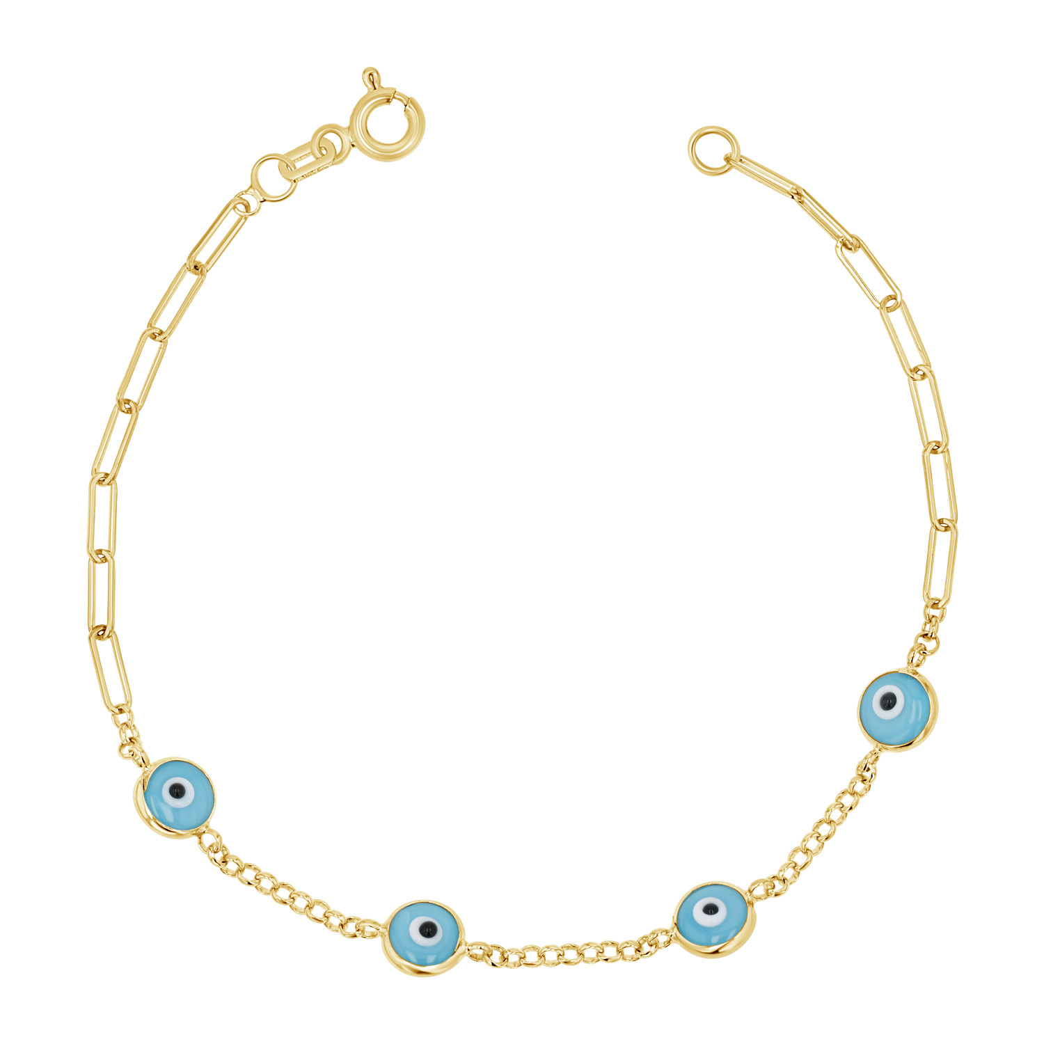 Enamel Evil Eye Paper Clip Bracelet - Image 3