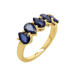Pear Shape Blue Sapphire Half Eternity Ring