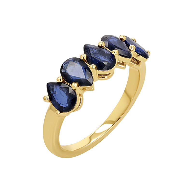 Pear Shape Blue Sapphire Half Eternity Ring