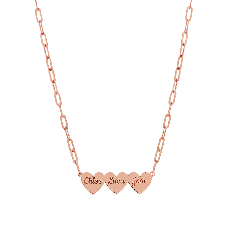 Engravable Multi Heart Paper Clip Necklace