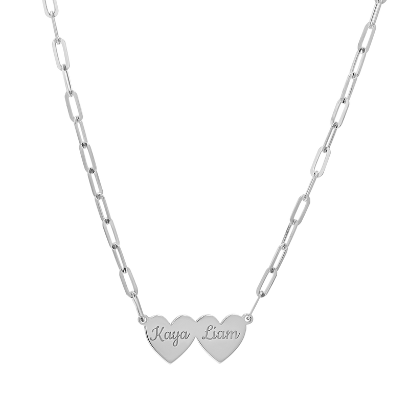 Engravable Multi Heart Paper Clip Necklace