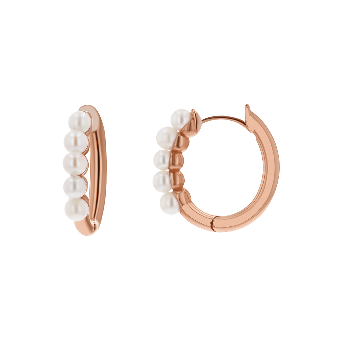 Pearl Huggies Hoop Earrings Baby Gold