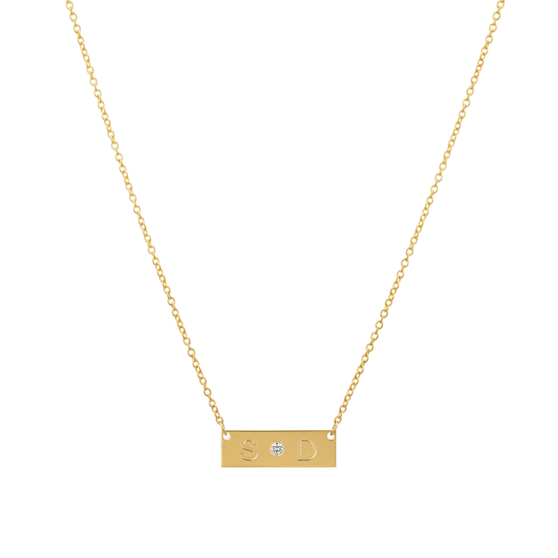 Diamond Letter Nameplate Necklace