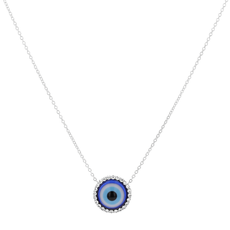 Round Diamond Evil Eye Necklace