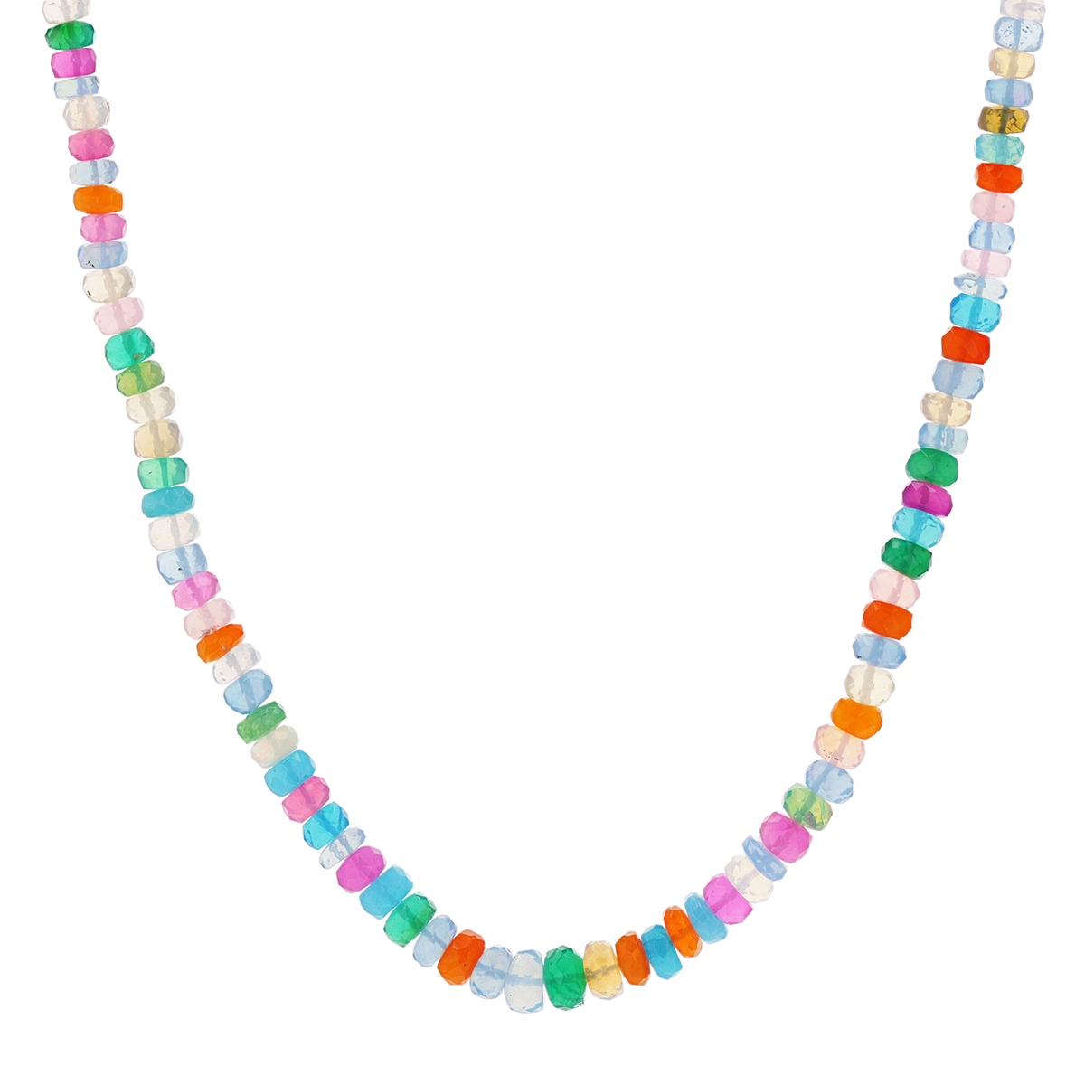 14K Gold Multicolor Ethiopian Opal Bead Necklace Baby Gold