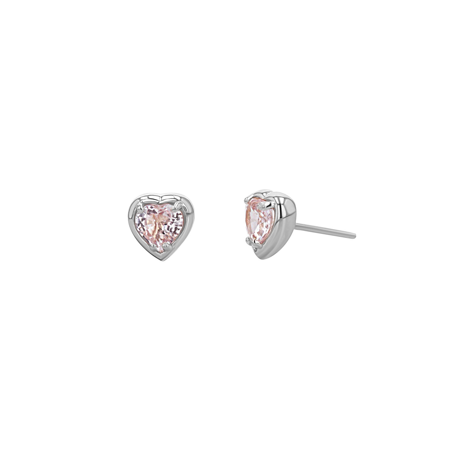 Sapphire Heart Stud Earrings - Image 3