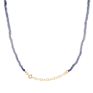 Gradient Blue Sapphire Beaded Necklace