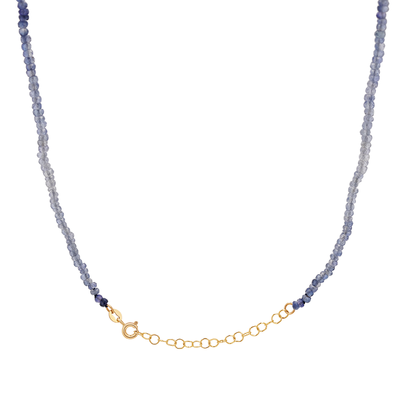 Gradient Blue Sapphire Beaded Necklace