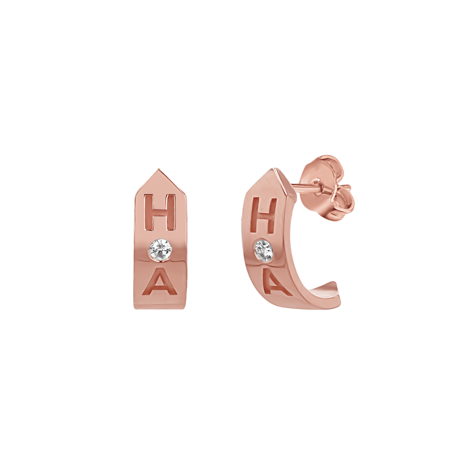 Shield Letter Huggie Hoops - Image 4