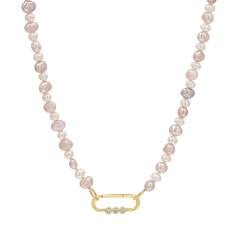 Blush and White Pearl Connector Necklace