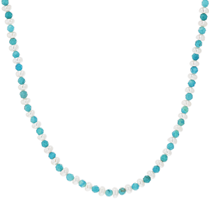 Turquoise Magnesite & Pearl Beaded Necklace