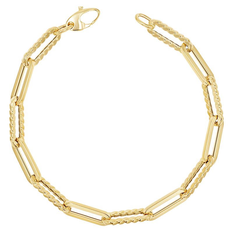 14K Twist Link Paper Clip Chain Bracelet