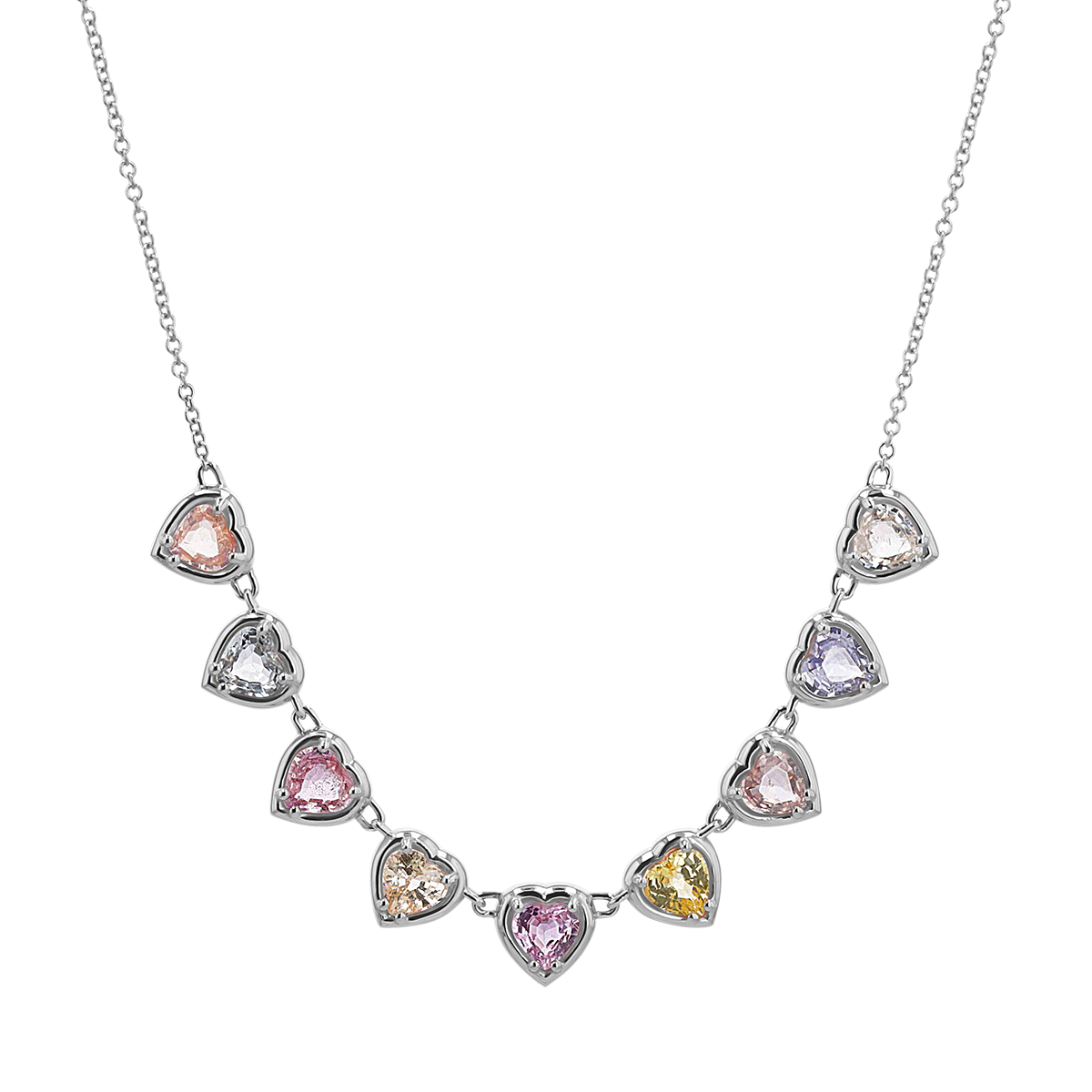 14K Gold Sapphire Heart Strand Necklace Baby Gold