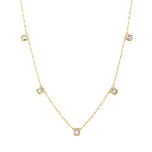 Emerald Cut Sapphire Station Necklace