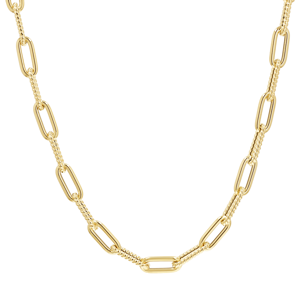 14K Oval Link Twist Chain Necklace