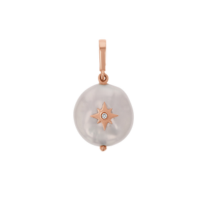Coin Pearl Diamond Starburst Charm