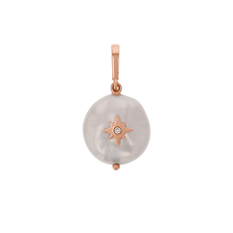 Coin Pearl Diamond Starburst Charm