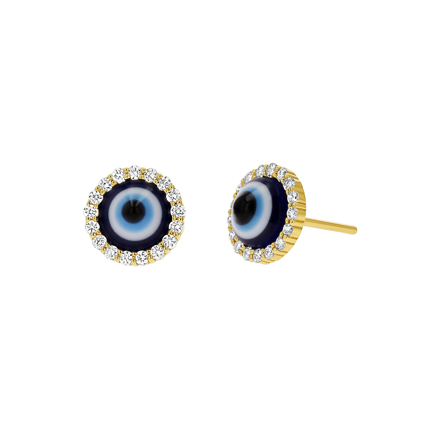 Round Diamond Evil Eye Studs - Image 2