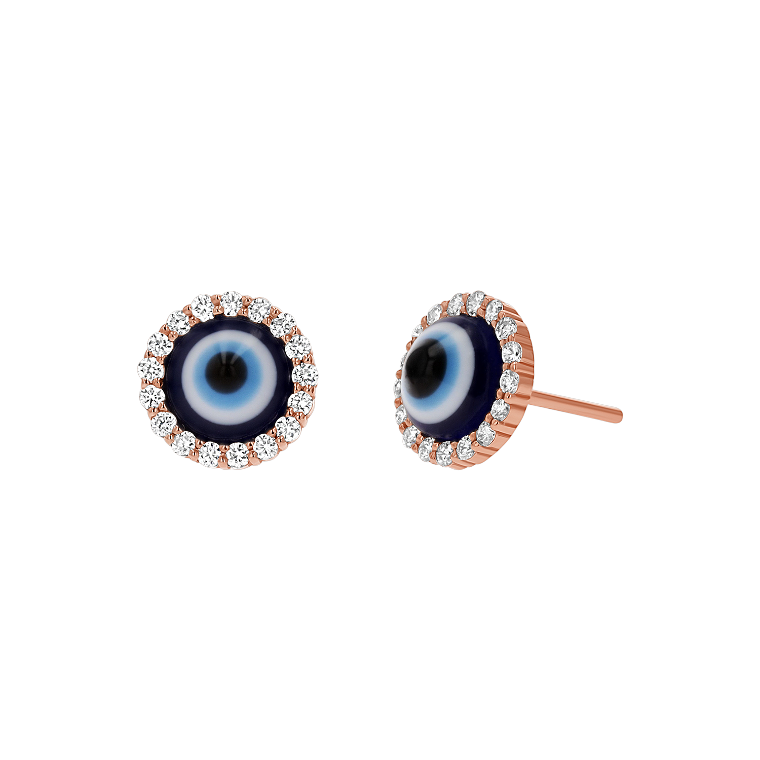 Round Diamond Evil Eye Studs - Image 4