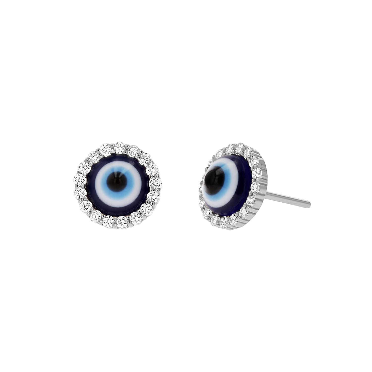 Round Diamond Evil Eye Studs - Image 3