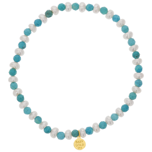 Turquoise Magnesite & Pearl Beaded Bracelet