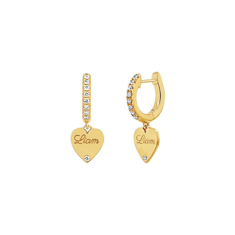 Custom Diamond Heart Huggie Earrings