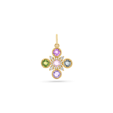 Sapphire and Diamond Fleur Cross Pendant