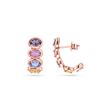 Oval Sapphire Multi Colored Half Hoop Earrings