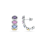 Oval Sapphire Multi Colored Half Hoop Earrings