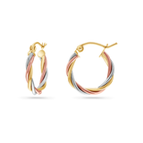 Tri-Color Twist Hoops