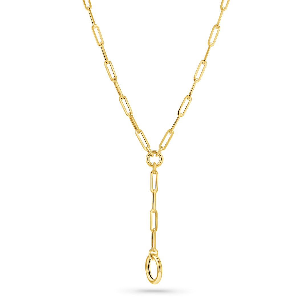 Charm Loop 14K Gold Paperclip Loop Charm Necklace Y Chain – Baby Gold