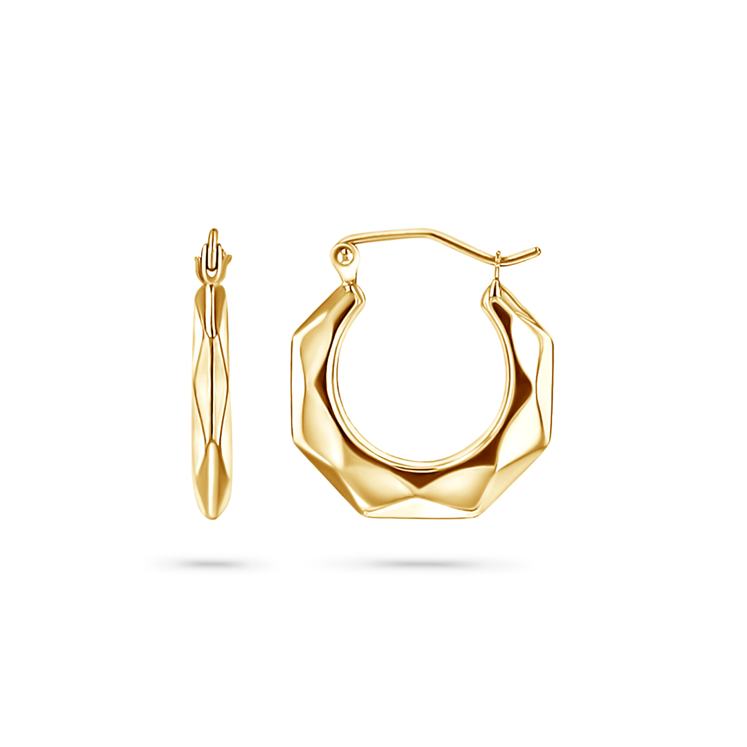 14K Gold Poly Hex Hoops – Baby Gold