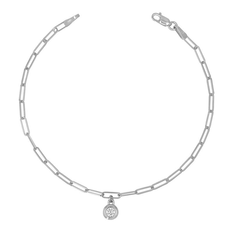 Wire Paper Clip Diamond Bezel Bracelet