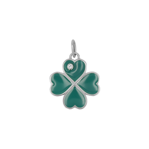 Emerald Clover Charm With Diamond Accent