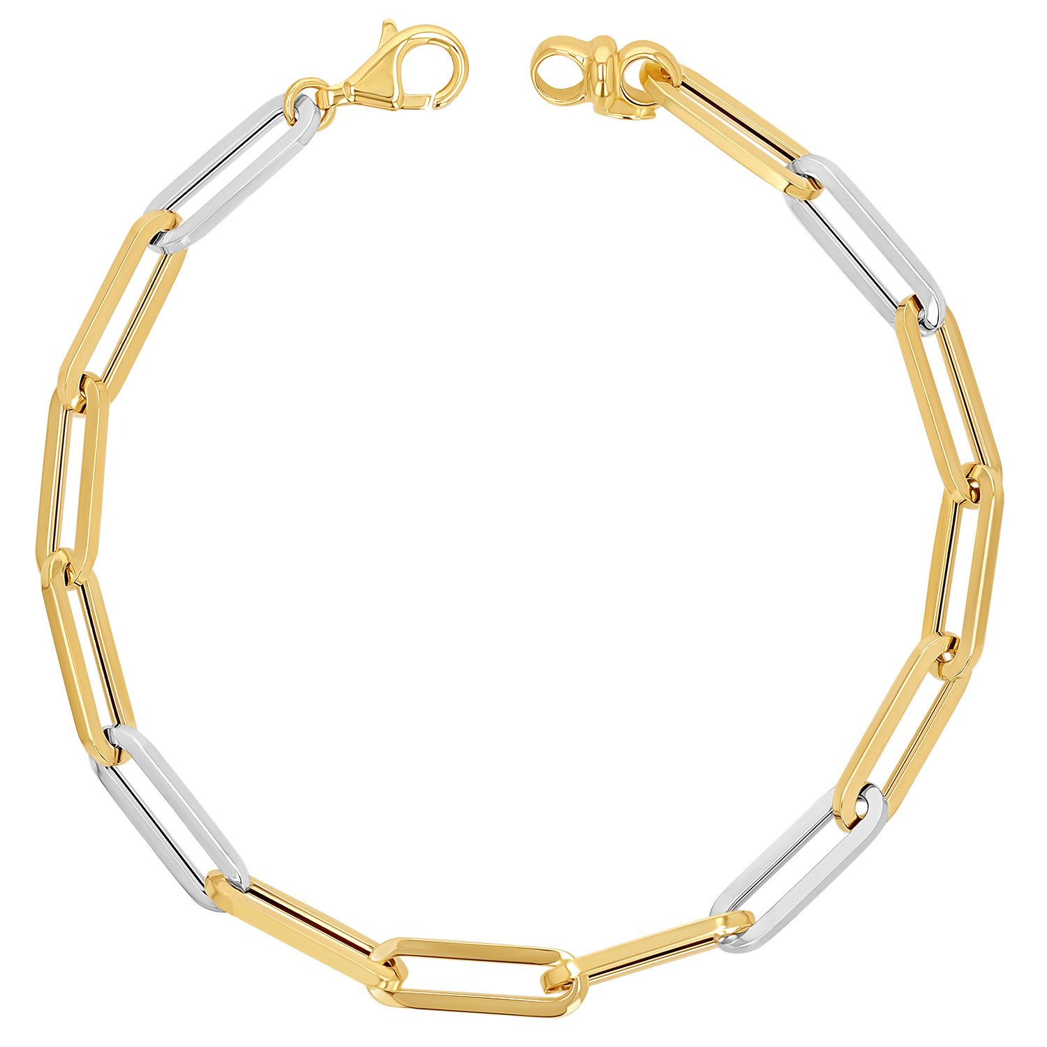 14K Gold TwoTone Grand Paper Clip Chain Bracelet Baby Gold
