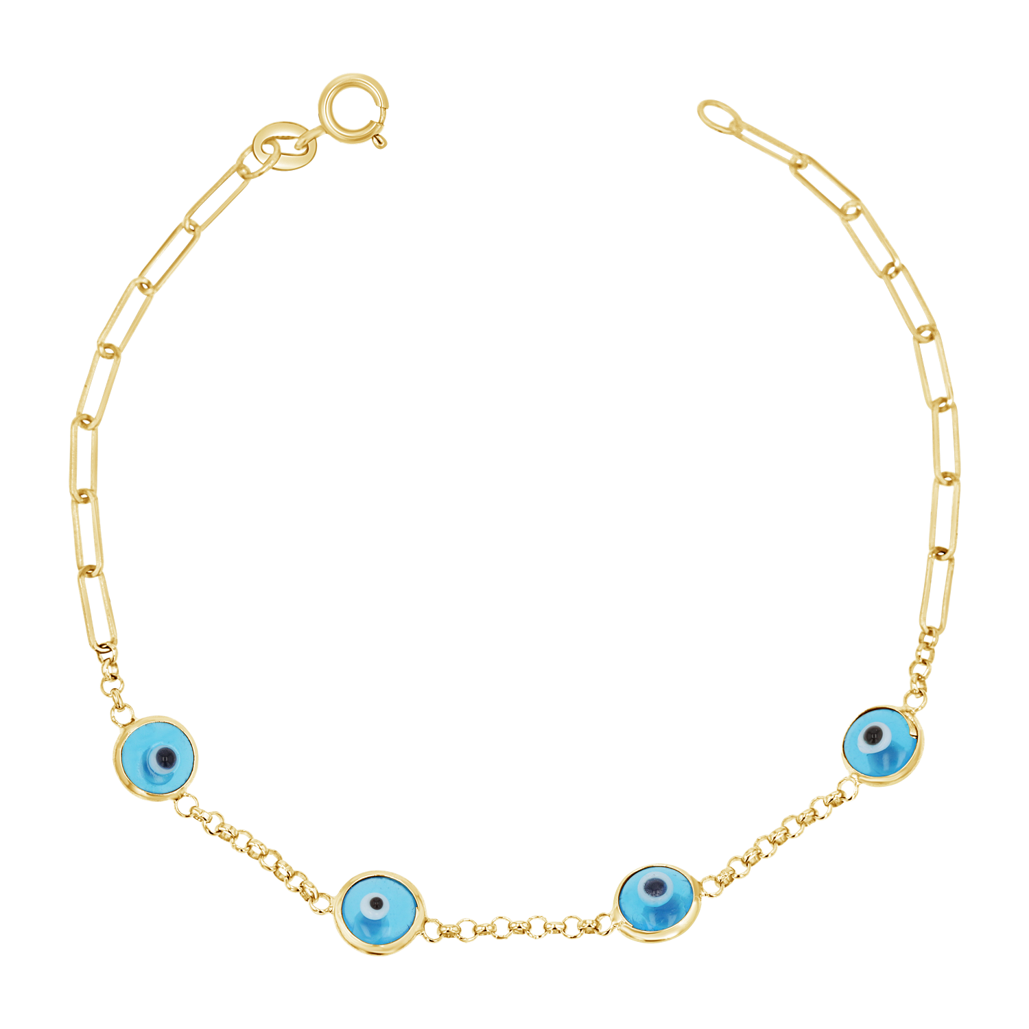 Enamel Evil Eye Paper Clip Bracelet - Image 2