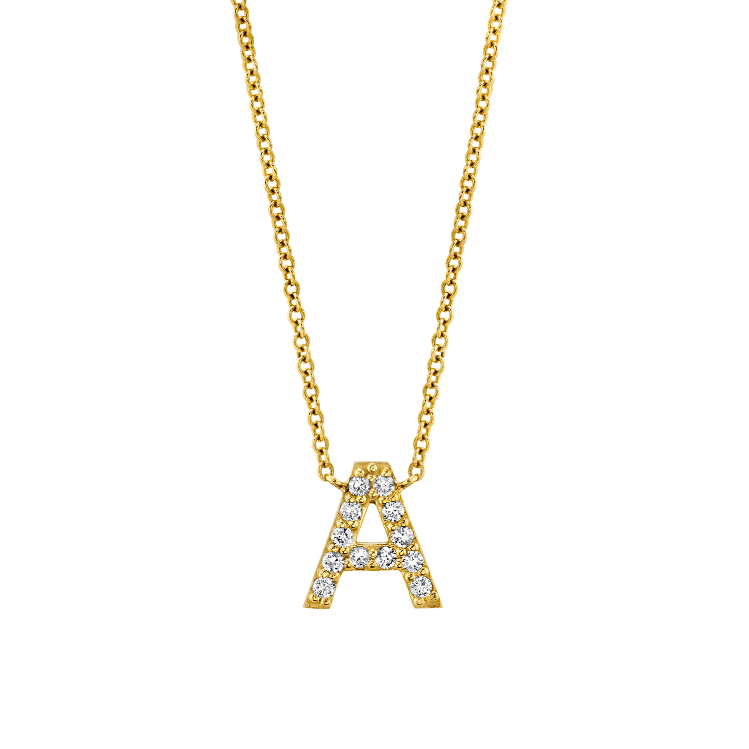 Diamond Pave Letter Necklace – Baby Gold